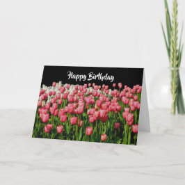Roze Tulip Happy Birthday Kaart