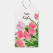 Roze Tulip Moederdag Cadeaulabel (Achterkant)