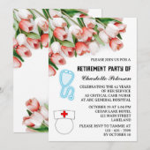 Roze Tulip Neurse Retirement Party Kaart (Voorkant / Achterkant)