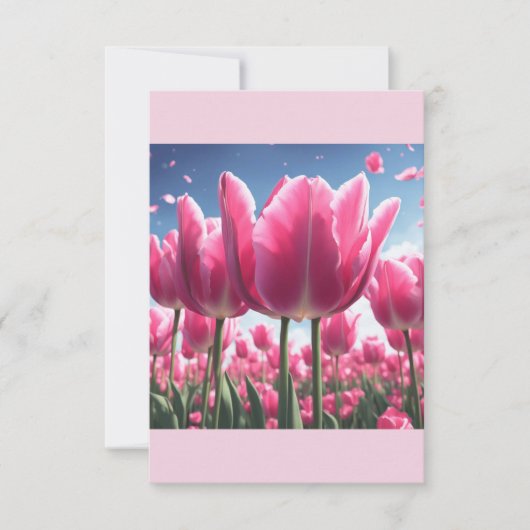 Roze Tulip Note Kaart (Voorkant)