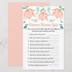 Roze Tulip Nursery Rhyme Quiz baby shower game