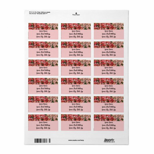Roze Tulip Return Label (Full Sheet)