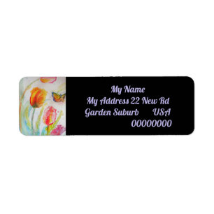 Roze Tulip Waterverf Return Address Labels