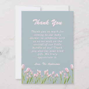 Roze Tulips Baby shower Hartelijk dank Bedankkaart