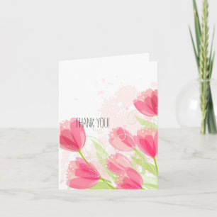 Roze Tulips Dank je Bedankkaart