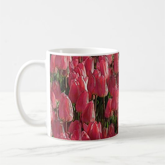 Roze Tulips Floral Koffiemok (Links)