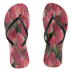 Roze Tulips Floral Teenslippers