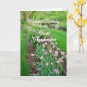 Roze Tulips Grote grootmoeder Happy Birthday Kaart (Gele Bloem)