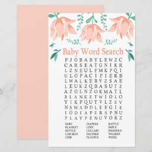 Roze Tulp Baby shower Word Search Game