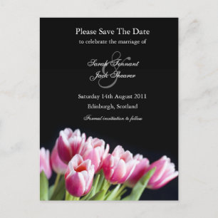Roze Tulp Bewaar de datum Briefkaart