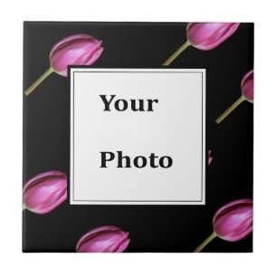 Roze Tulp Bloem Foto Bloem Aangepaste Gift Favor Tegeltje
