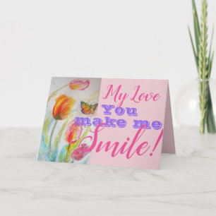 Roze Tulp Bloem Je Maakt Me Lachen Verjaardagskaar Kaart