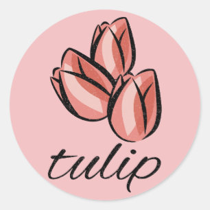 roze tulp bloem koele bloemencadeau uit het verled ronde sticker