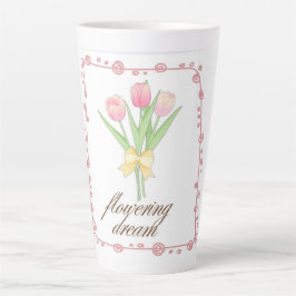 Roze Tulp Bloem Latte Mok, Schattige Cottagecore B Mok
