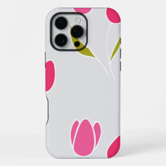 Roze Tulp Bloem Naadloos Patroon iPhone 16 Pro Max Hoesje