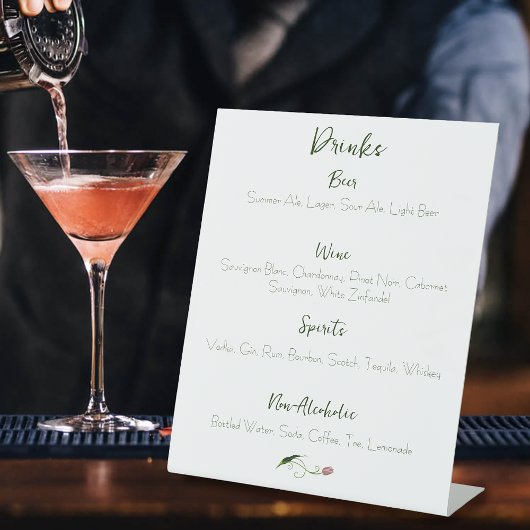 Roze Tulp Bloemen Drinken Menu Reclamebord Met Voetstuk