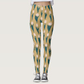 Roze Tulp Bloempatroon Leggings (Voorkant)