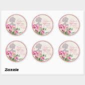 Roze Tulp Bruiloft Sticker Rond (Vel)