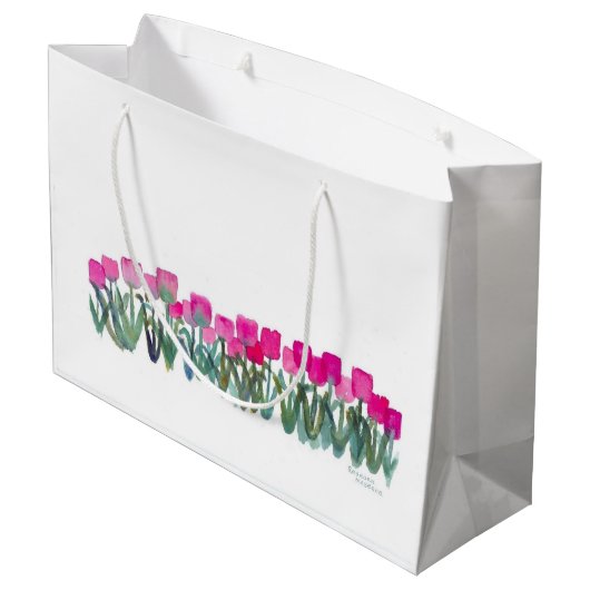 Roze Tulp Cadeautas (Achterkant Gekanteld)