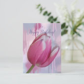 Roze tulp druppende verf achtergrond & aangepaste  briefkaart (Staand voorkant)