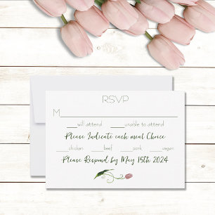 Roze Tulp Floral RSVP Kaartje