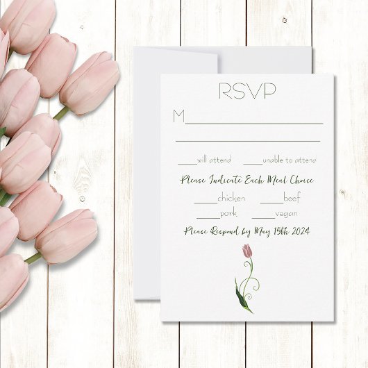 Roze Tulp Floral RSVP Kaartje