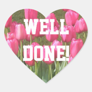 Roze Tulp Goed Gedaan Hartvormige Stickers