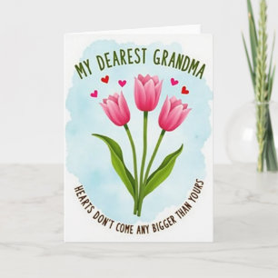 Roze Tulp Hartpatroon Oma Kaart