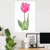 Roze tulp,  Japanse kunst Poster (Thuiskantoor)