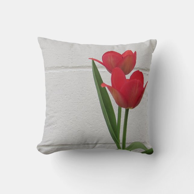 Roze tulp | kussen (Voorkant)