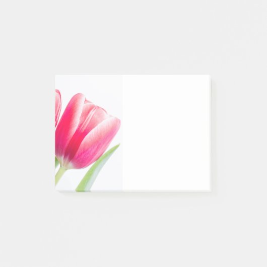 Roze Tulp met Groene Blad Foto Post-it® Notes (Voorkant)