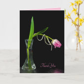 roze tulp met parels bedankt kaart (Gele Bloem)