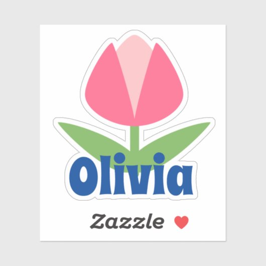 Roze Tulp Naam Sticker (Vel)