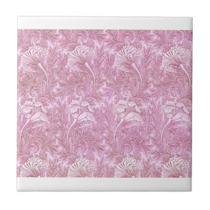 Roze Tulp Pattern van William Morris Tegeltje