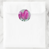 Roze tulp ronde sticker (Tas)