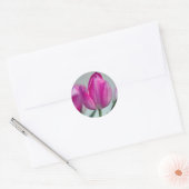Roze tulp ronde sticker (Envelop)