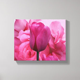 roze tulp roos bloem eenvoudige moderne bloemen canvas afdruk