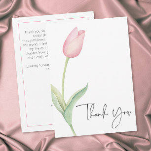 Roze Tulp Solo Bruidsuitnodiging Bedankkaart