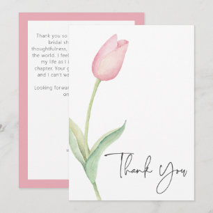 Roze Tulp Solo Bruidsuitnodiging Bedankkaart
