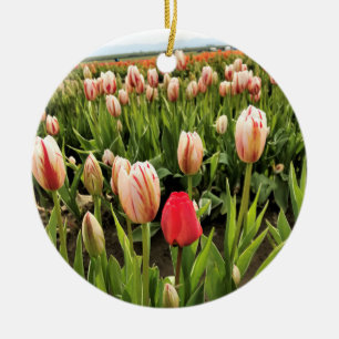 Roze tulp staat klaar keramisch ornament