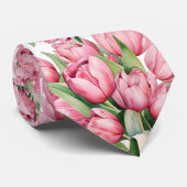 Roze tulp Stropdas (Opgerold)