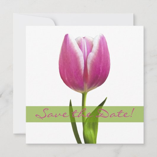 Roze Tulp Trouw Save the Date Aankondiging (Voorkant)