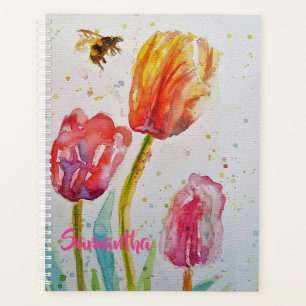 Roze Tulp Tulpen Bloemig Bloemen Notitieboek Plann