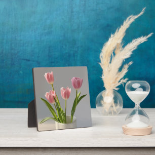 Roze Tulp Vaas Realisme Schilderij Fotoplaat