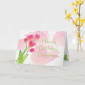 Roze Tulp Verjaardag Kaart voor Daughter (Gele Bloem)