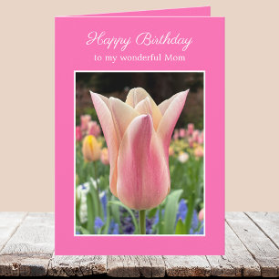 Roze Tulp Verjaardagskaart voor Moeder of Mama Kaart