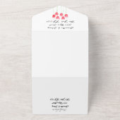 Roze Tulp Waterverf Spring Wedding Elegant alles I All In One Uitnodiging (Buitenkant)