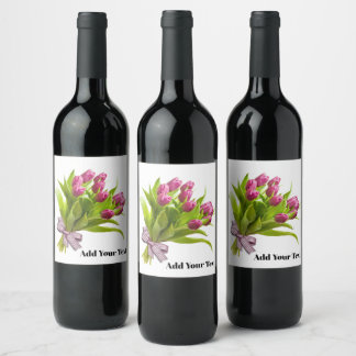 Roze Tulp Wijnlabel Wijn Etiket