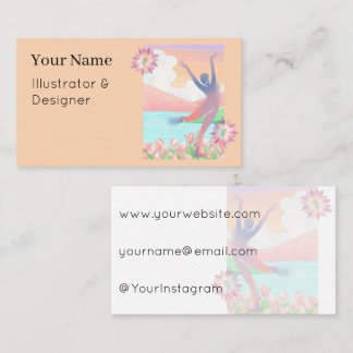 Roze Tulp Zonsondergang Abstracte Danser Print Visitekaartje