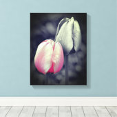 Roze Tulp zwart-wit, partiële kleur Canvas Afdruk (Insitu (Houten vloer))